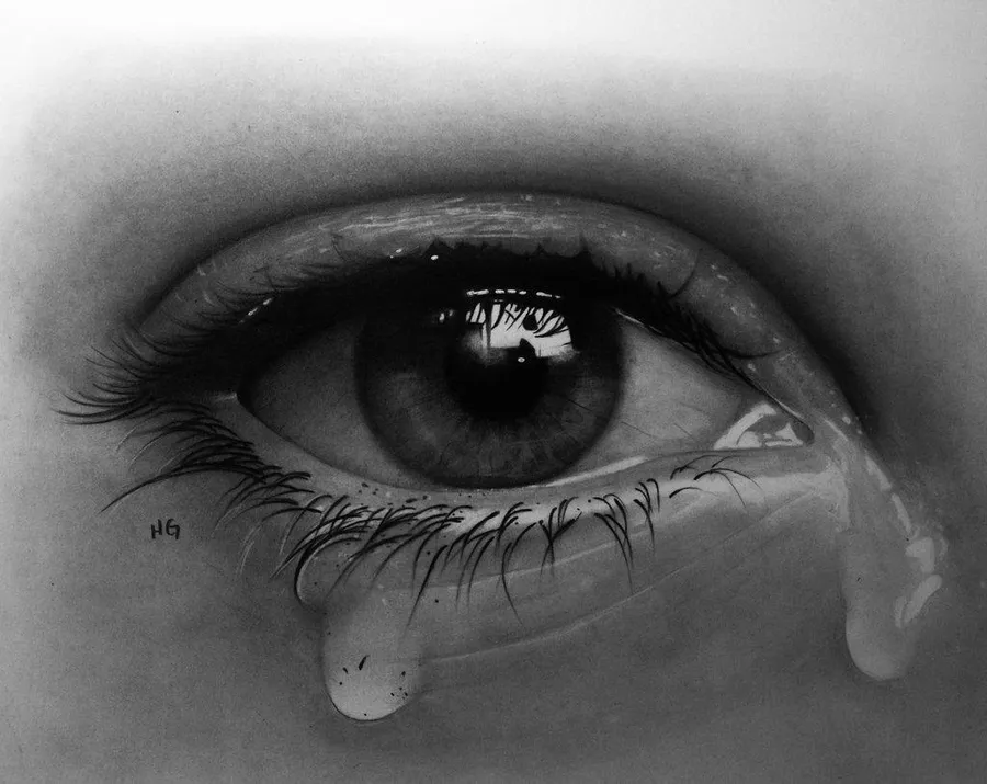 monochromatic sad eyes with tears صور حزينه للبروفايل 2024