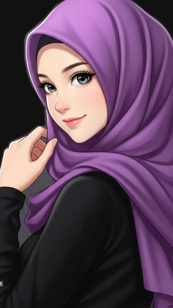 حجاب بنفسجي للبنات Simple Hijab Style
